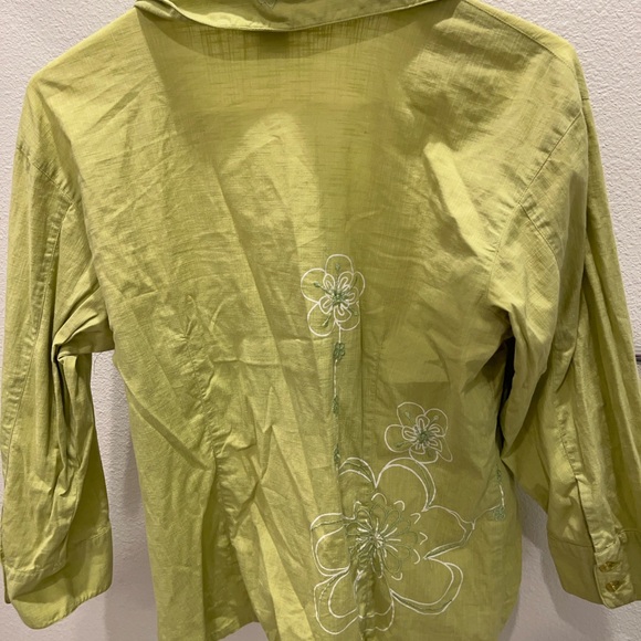 Lime Green Floral Button Down Shirt - Picture 5 of 5